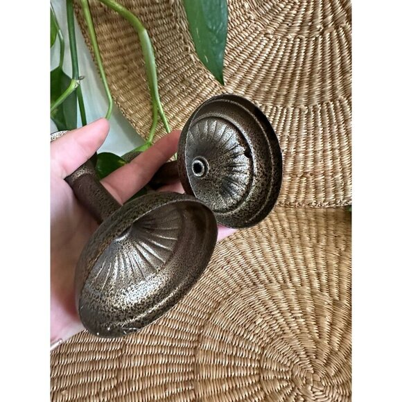 Vintage Speckled Bronze Taper Candle Holders – Pair - Picture 7 of 9